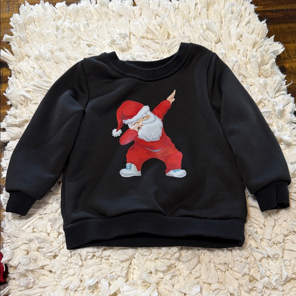 SHEIN Black Sweatshirt with Dabbing Santa
